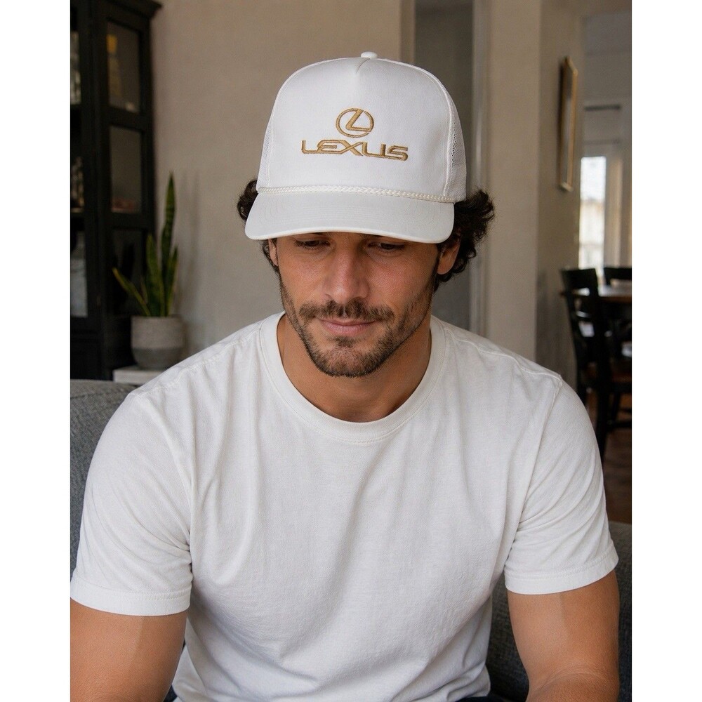 Lexus Trucker/ Ball Cap Snap Back Rope White and Gold Vintage
